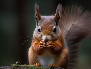 A Red Squirrel eating nuts