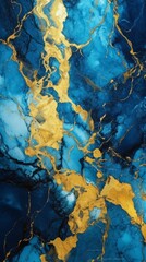 Fototapeta na wymiar Elegant and luxurious abstract marble background with a combination of blue and gold colors. Generative AI