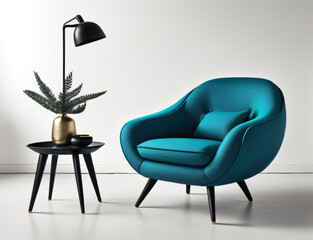 Fototapeta premium Blue Cozy chair in the living room