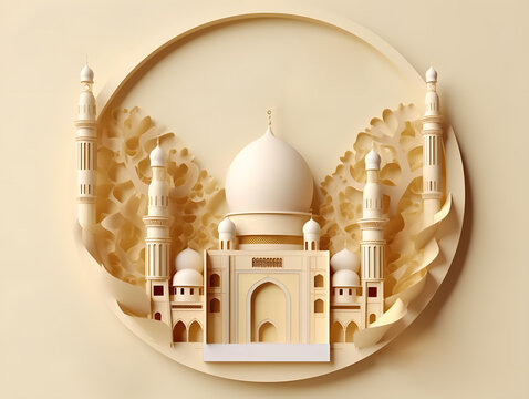 Eid Ul adha Ramadan Kareem wishes crescent mosque social media post religious building made with Generative AI