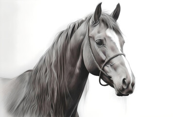 Calm Grace in Monochrome: Captivating Charcoal Portrait of a Majestic Horse
