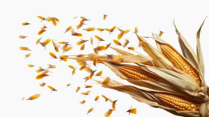A bunch of wheat being poured into a corn cob.generative ai