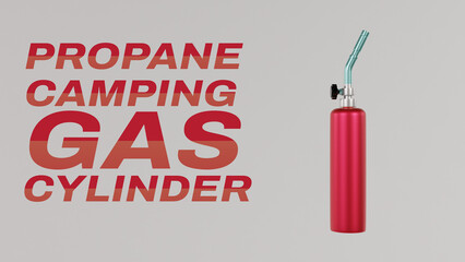 3D RENDER PROPANE CAMPING GAS CYLINDER WITH EMPTY SPACE ON THE ISOLATED WHITE BACKGROUND ILLUSTRATION TYPOGRAPHY