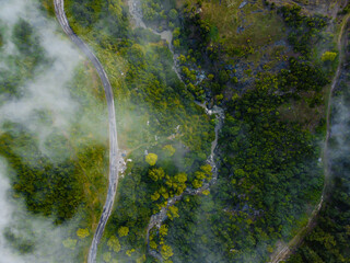 beautifull aerial view  with clouds, fogs and smokes