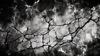 Cracked Background. Black and White Texture. 