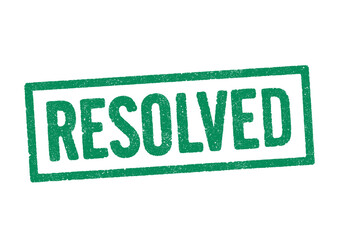 Vector illustration of the word Resolved in green ink stamp
