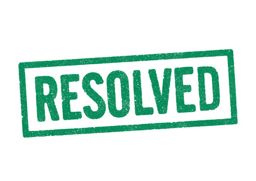 Vector illustration of the word Resolved in green ink stamp