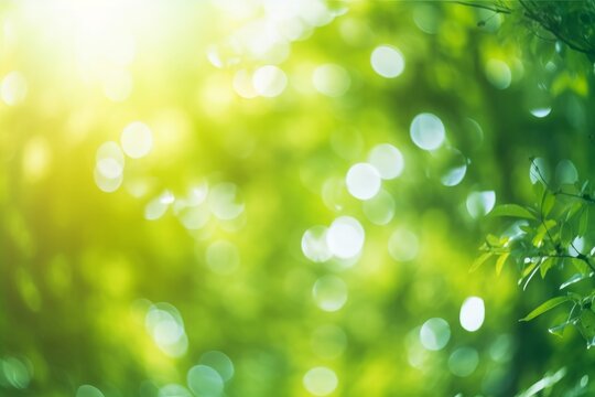 Earth Day concept:  Sunny abstract green bokeh  nature background, Generative AI