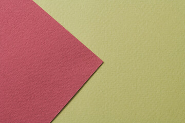 Rough kraft paper background, paper texture burgundy green colors. Mockup with copy space for text