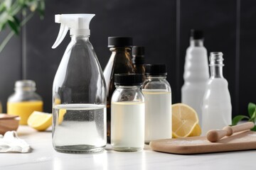 homemade cleaning products in glass bottle with dropper for easy use, created with generative ai