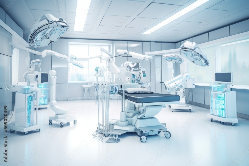 Canvas Prints healthcare facility, with a robotic surgical system performing delicate, created with generative ai