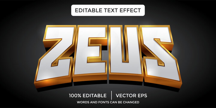 Zeus gold light color 3d editable text effect template