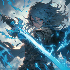 Blue Eyed Anime Sword Fighter