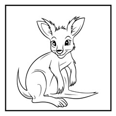 Kangaroo Coloring Book Page Cartoon Ilustration-01