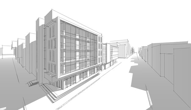 Modern office building concept 3d rendering