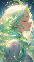 Green Haired Anime Girl