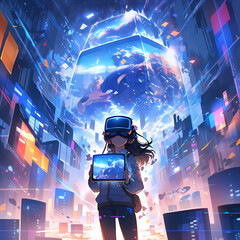 Anime VR girl within a Multiverse