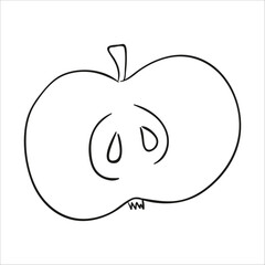 Half an apple. Hand drawn vector illustration