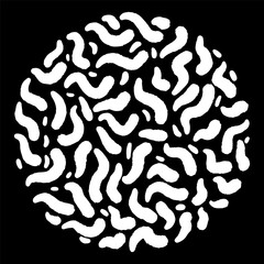 Vector abstract circle shape for design of emblems, posters, stickers, social networks. Black and white modern hand drawn illustration in doodle style