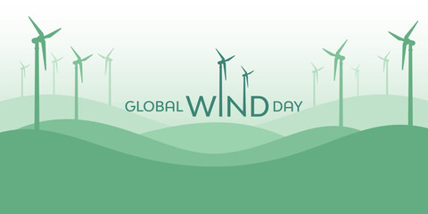 Global Wind Day is an annual event celebrated on June 15th. - obrazy, fototapety, plakaty