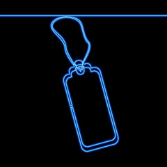 Continuous line drawing tag label design icon neon glow vector illustration concept