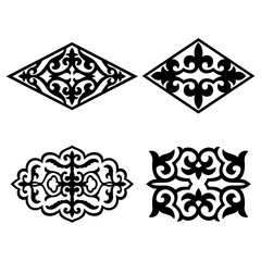 Islamic ornament vector, persian motiff. Asian floral designs. Abstract Asian elements of the national pattern of the ancient nomads of the Kazakhs. Circular geometric symbols set. Abstract mosaic.
