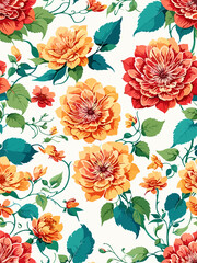 Vintage flower design wallpaper pattern illustration (Generative AI)
