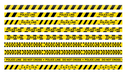 Dangerous Tape Pattern. CrimeLine: Abstract Police Tape. Vector Seamless Illustrations Set