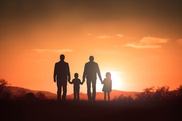 Global Day of Parents concept:   Family at sunrise background, Generative AI