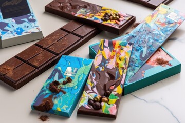 chocolate interpretation of famous painting, with splashes of color and unique designs, created with generative ai
