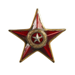 Dark red star on a transparent background, in the style of soviet realism, gemstones, white and...