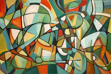cubist painting, with abstract shapes and colors, inspired by nature, created with generative ai