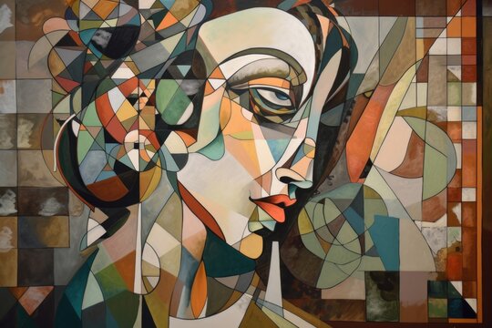 cubist portrait, with intricate details and geometric shapes, created with generative ai