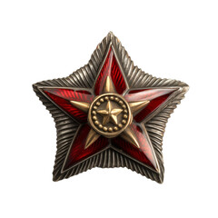 Dark red star on a transparent background, in the style of soviet realism, gemstones, white and...