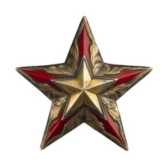 Obraz premium Dark red star on a transparent background, in the style of soviet realism, gemstones, white and bronze tones. Generative AI .