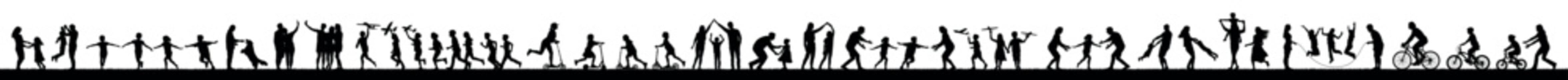 Family parents and kids playing together outdoor activities leisure hobbies and sport set silhouettes collection. Happy playful family outdoors activities diferent poses silhouette.