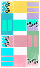 Abstract Memphis Wavy Color Divide, Digital Art Illustration
