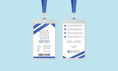 Modern Corporate and Creative ID Card Design Template Vertical Name Flyer Simple and Clean Blue White and Black Business ID Card  Vector Illustration Colorful Gradient  Design New Design