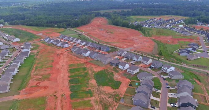 Above view road pathways that will eventually connect unfinish houses in this planned subdivision housing complex
