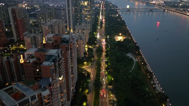 time lapse of traffic at night in guangzhou
