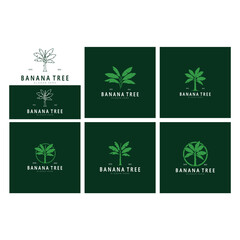 Simple Silhouette Banana Tree  Logo. Flat Design vector