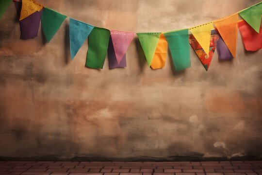 Background of Brazilian June Party. Wallpaper illustration. Front View with copy space for text information or content. Concept of June Festival, Sao Joao party, S&atilde;o Jo&atilde;o, festa junina. Generative AI.