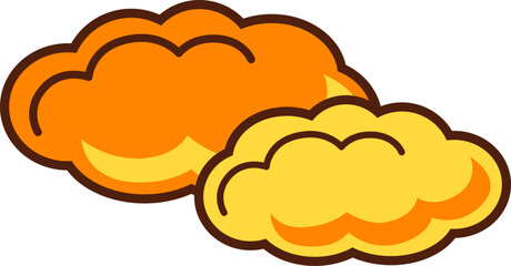 Illustration vector tiny orange clouds float gracefully