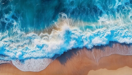 Turquoise ocean water background. View from above to the waves of the ocean. Generative AI