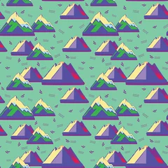 Keuken foto achterwand Bergen A variety set of hand drawing, seamless patterns simple line of mountain in minimal style 