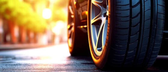 Road with car tires. Generative AI