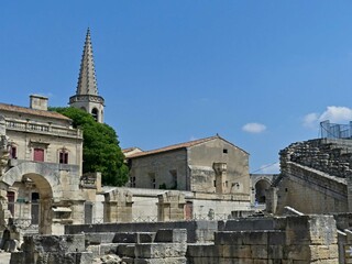 Arles, May 2023 : Visit the beautiful city of Arles en Provence - Historical city with its arena...