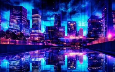 Fototapeta premium Experience the Magnificence of a Futuristic Cityscape: Mesmerizing Urban Setting with Striking Skylines and Towering Architectural Marvels, Generative AI