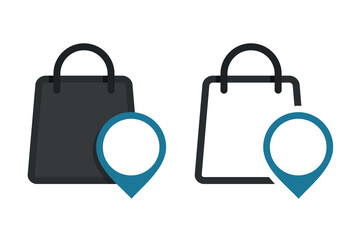 Shop bag pin pointer. Illustration vector