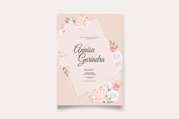 Beautiful floral frame wedding invitation card template Premium Vector	